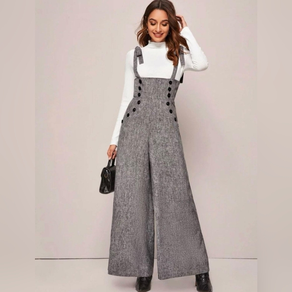 SHEIN gray wide leg jumpsuit size M/6 - Picture 2 of 2